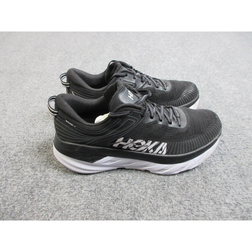 Hoka One One Bondi 7 Shoes Womens Size 10 Black White Running Sneakers Cushioned